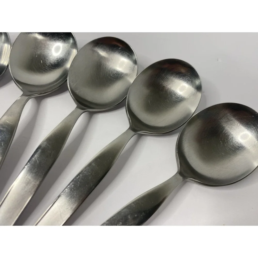 Noritake Fantasy Stainless Round Bowl Soup Spoon Gumbo Lot Of 7